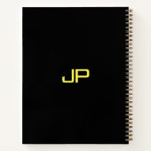 Modern Minimalistisch Template Monogram Black Gold Notizblock (Rückseite)