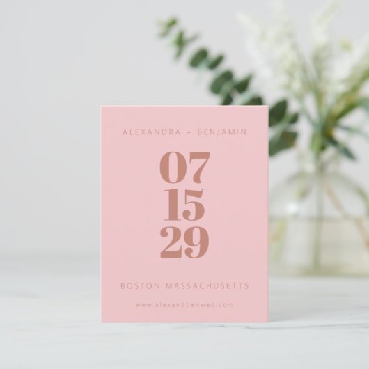 Modern Minimalistisch Terracotta auf dem Lande Pin Save The Date (Stehend Vorderseite)