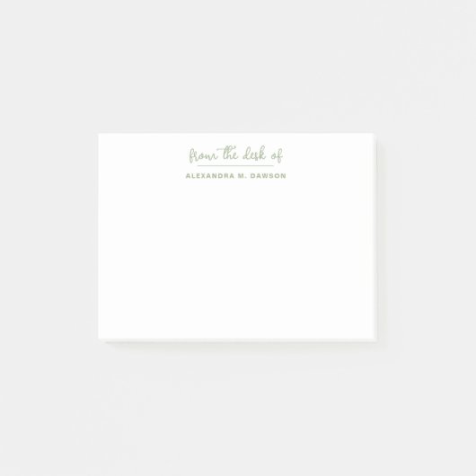 Modern Minimalistisch vom Schreibtisch aus grün Post-it Klebezettel (Vorderseite)