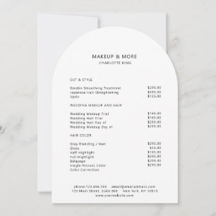 Modern, Minimalistisch, Weiß, Salon-Preisliste Kar Einladung