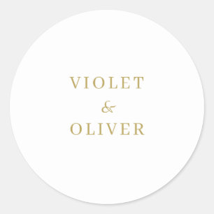 Modern Minimalistisch Weiße Goldene Hochzeit Runder Aufkleber