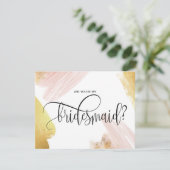 modern minimalistisch werden Sie meine Brautjungfr Einladung (Stehend Vorderseite)