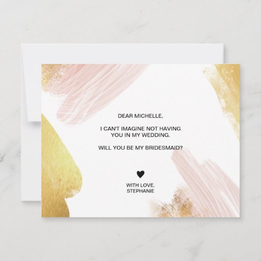 modern minimalistisch werden Sie meine Brautjungfr Einladung (Rückseite)