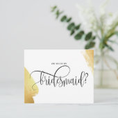 modern minimalistisch werden Sie meine Brautjungfr Einladung (Stehend Vorderseite)