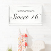 Modern Minimalistisch White Sweet 16 Birthday Bann Banner (Insitu)