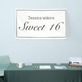 Modern Minimalistisch White Sweet 16 Birthday Bann Banner (Messeveranstaltung)