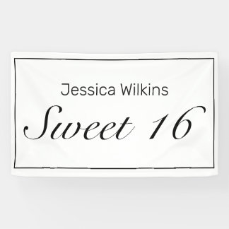 Modern Minimalistisch White Sweet 16 Birthday Bann Banner