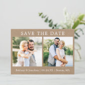 Modern Minimalistische 2 Foto Save the Date Kraft  (Stehend Vorderseite)