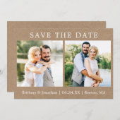 Modern Minimalistische 2 Foto Save the Date Kraft  (Vorne/Hinten)