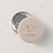 Modern-minimalistische Babyparty | Puderrosé Button (Vorne & Hinten)