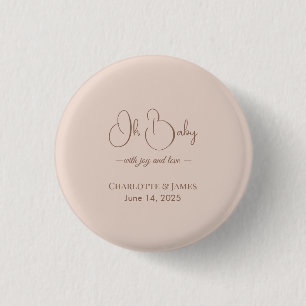 Modern-minimalistische Babyparty Puderrosé Button