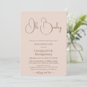 Modern-minimalistische Babyparty   Puderrosé Einladung