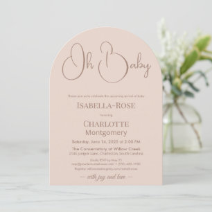 Modern-minimalistische Babyparty Puderrosé Einladung