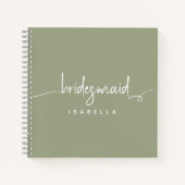 Modern Minimalistische Bridesmaid Script Sage Gree Notizblock (Vorderseite)