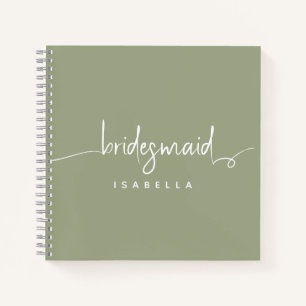 Modern Minimalistische Bridesmaid Script Sage Gree Notizblock