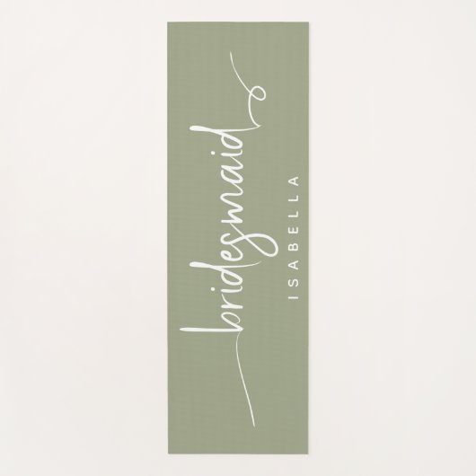 Modern Minimalistische Bridesmaid Script Sage Gree Yogamatte (Vorderseite)
