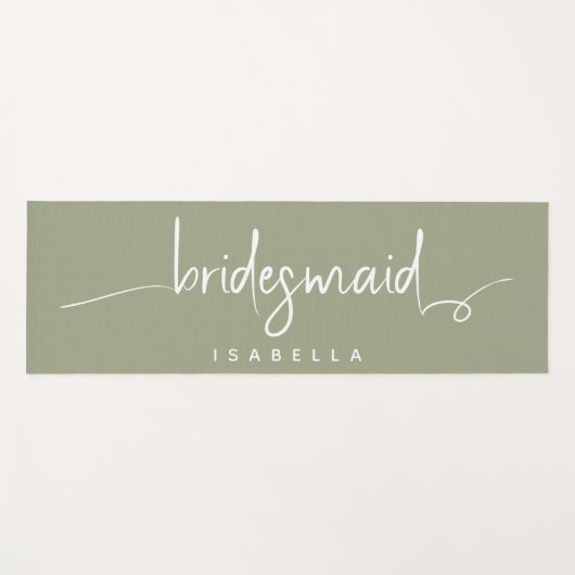 Modern Minimalistische Bridesmaid Script Sage Gree Yogamatte (Vorderseite (Horizontal))
