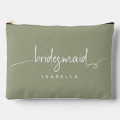 Modern Minimalistische Bridesmaid Script Sage Gree Zubehörtasche (Vorderseite)