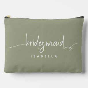 Modern Minimalistische Bridesmaid Script Sage Gree Zubehörtasche