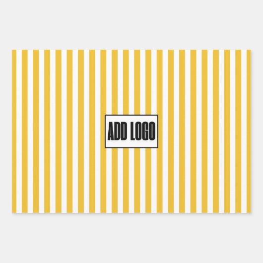 Modern Minimalistische gelbe Streifen - Firmenlogo Geschenkpapier Set (Vorderseite)