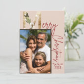 Modern Minimalistische Gold Foto Weihnachtskarte Einladung (Stehend Vorderseite)