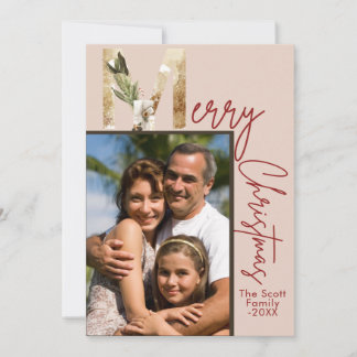 Modern Minimalistische Gold Foto Weihnachtskarte Einladung