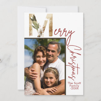 Modern Minimalistische Gold Foto Weihnachtskarte Feiertagskarte