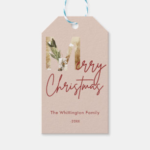 Modern Minimalistische Gold Foto Weihnachtskarte Geschenkanhänger