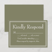 Modern Minimalistische grüne RSVP-Karte Dankeskarte (Vorne/Hinten)