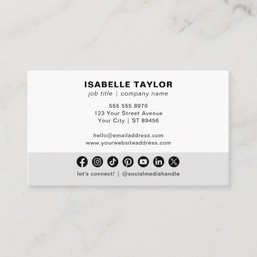 Modern Minimalistische Logo Custom Social Media Ic Visitenkarte (Vorderseite)