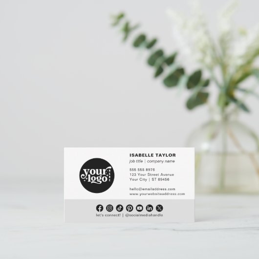 Modern Minimalistische Logo Custom Social Media Ic Visitenkarte (Stehend Vorderseite)