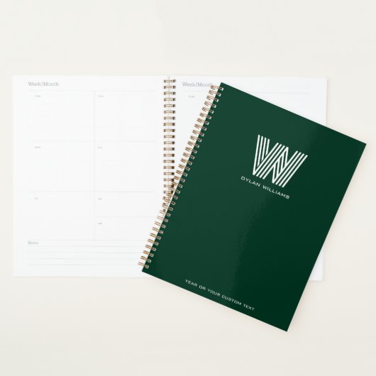 Modern Minimalistische Monogram Custom Green Planer (Anzeige)