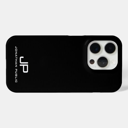 Modern Minimalistische Monogramm Schwarz/Weiß Case-Mate iPhone Hülle (Rückseite (Horizontal))