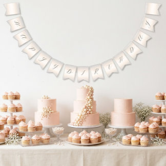 Modern-minimalistische Perlen-Schrift Happy Birthd Wimpelkette