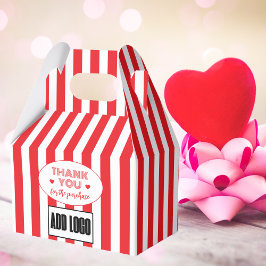 Modern Minimalistische Red White Strip Logo Geschenkschachtel