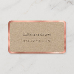 Modern Minimalistische Rose Gold Border Kraft Pape Visitenkarte