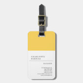 Modern Minimalistische, schlichte, gelbe Farbe Gepäckanhänger (Vorderseite vertikal)