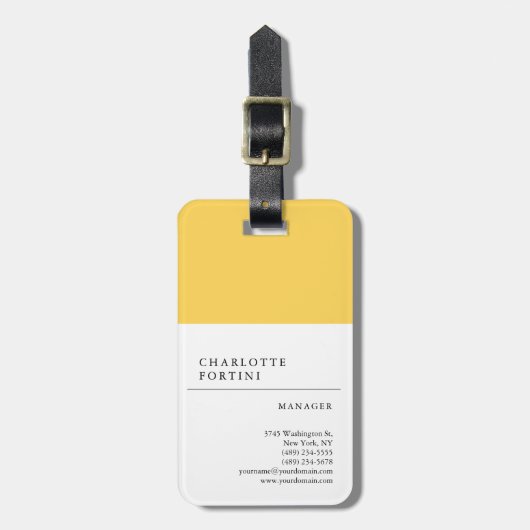 Modern Minimalistische, schlichte, gelbe Farbe Gepäckanhänger (Vorderseite vertikal)