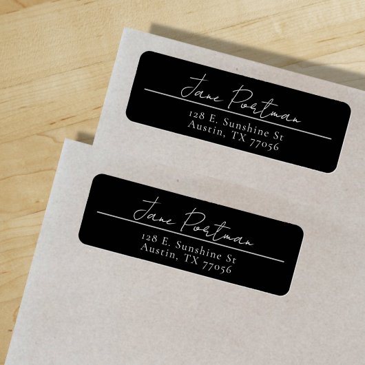 Modern Minimalistische Schwarze Rücksendeadresse