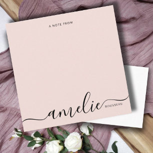 Modern Minimalistische Script Monogram Blush Pink Mitteilungskarte