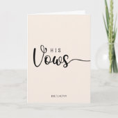 Modern Minimalistische seine Vows Wedws Vows Card Karte (Vorderseite)