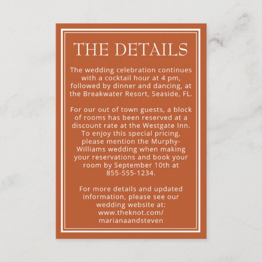 Modern Minimalistische Terracotta Einschließungska Begleitkarte (Vorderseite)