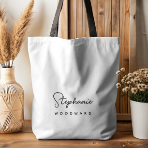 Modern-minimalistische Unterschrift Schwarz und We Tasche