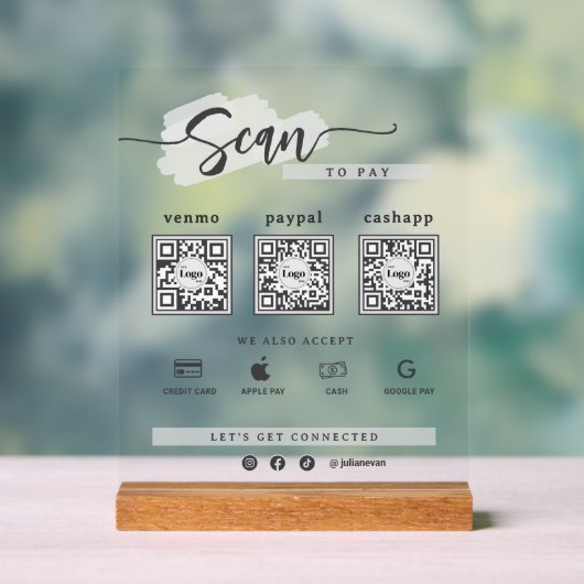 Modern minimalistischer 3-QR-Code zum Scannen und  Acrylschild (Neutral)