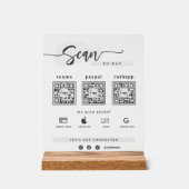 Modern minimalistischer 3-QR-Code zum Scannen und  Acrylschild (Vorderseite)