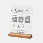 Modern minimalistischer 3-QR-Code zum Scannen und  Acrylschild (Winkel)