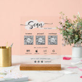 Modern minimalistischer 3-QR-Code zum Scannen und  Acrylschild (Hochzeit)