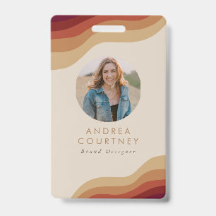 Modern minimalistischer Boho Beige Foto QR Name Ausweis