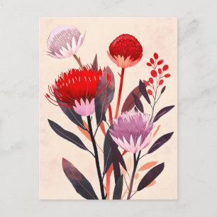 Modern minimalistischer Boho-Blumen-Botanik Feiertagspostkarte