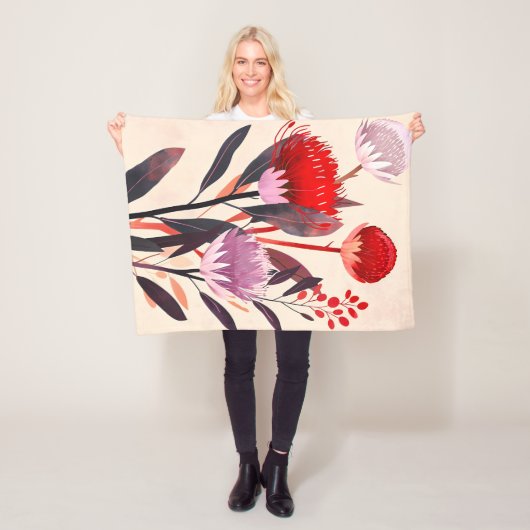 Modern minimalistischer Boho-Blumen-Botanik Fleecedecke (Beispiel)